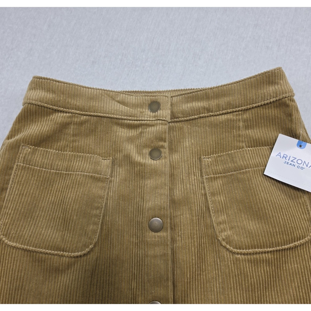 Arizona Jean Co Corduroy Skirt Size 5 NWT Tan Button Front A-Line Mini Y2K Retro - Picture 2 of 9